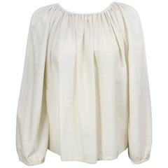 Vintage 1970's Lanvin Cream Linen Smock Top