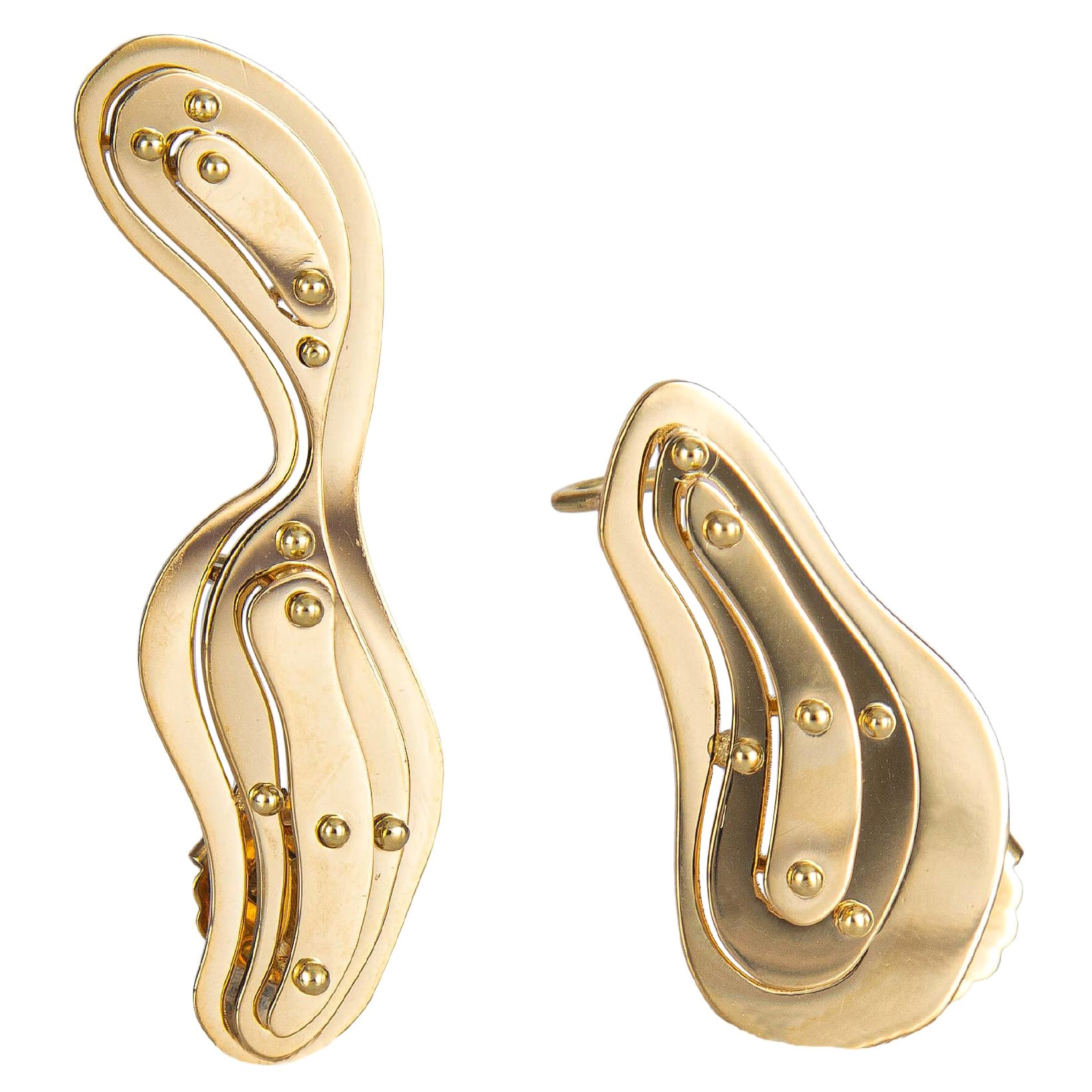 Stack Earrings 14k Solid Gold For Sale