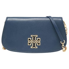 Tory Burch Blue Leather Britten Crossbody Bag