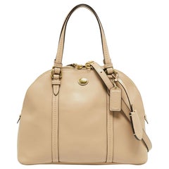 Coach Beige Leather Peyton Dome Satchel