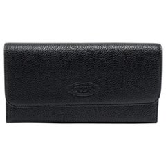 Tod's Schwarze Brieftasche aus Leder mit Logo-Klappe