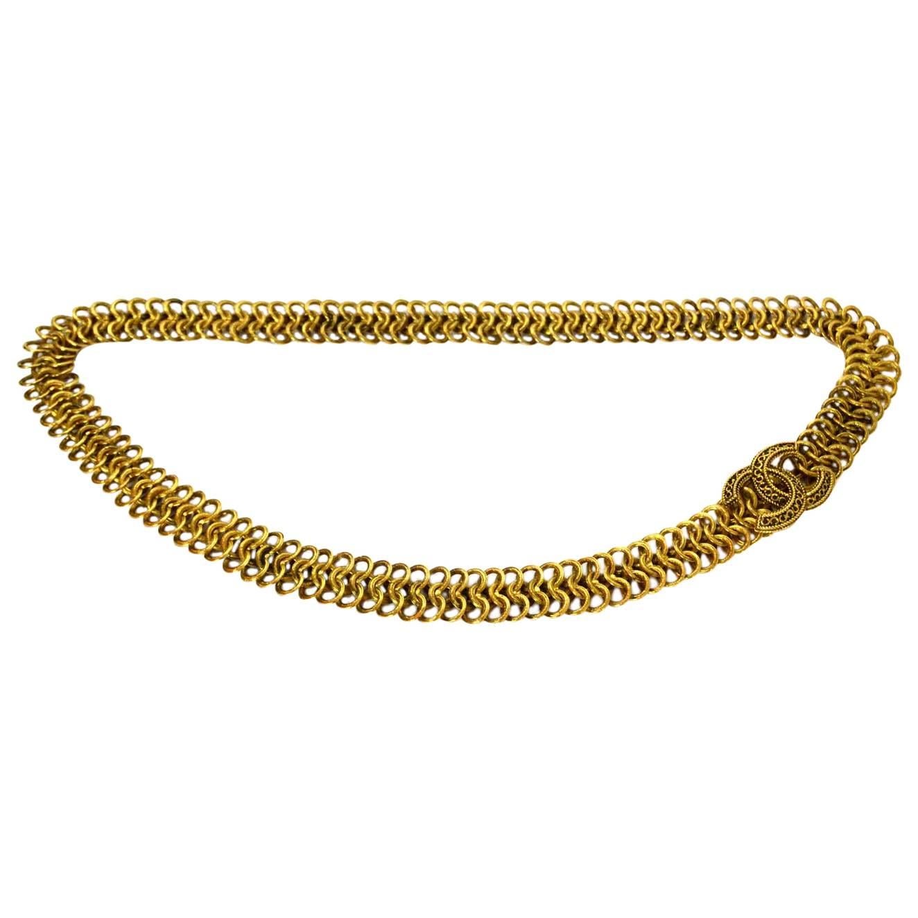 Chanel 1984 Goldtone Circle Chain Belt with CC Closure Sz S