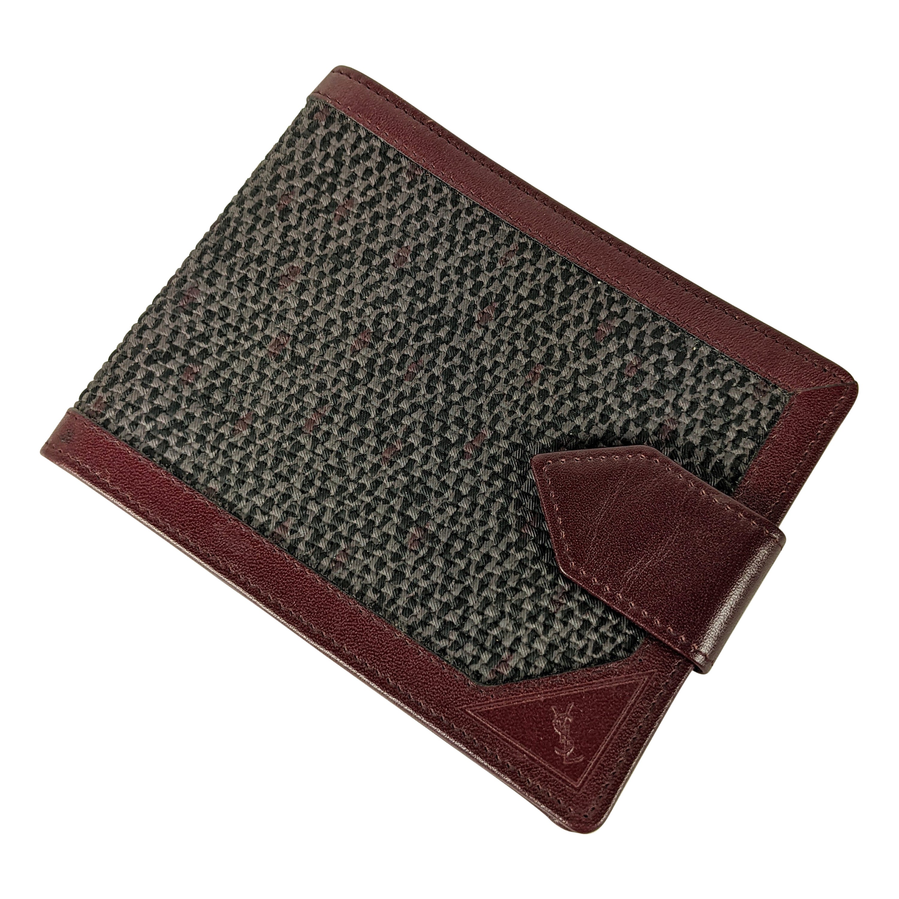 Yves Saint Laurent Faux Tweed Leather Fold For Sale