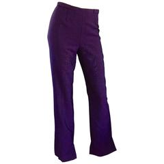 Escada Purple High Waist Flare Leg Boot Cut Regal Egg Plant Trousers / Pants 7