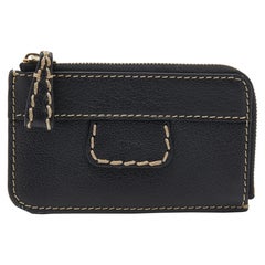 Chloe Black Leather Zip Card Holder