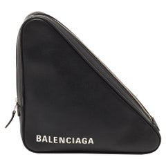 Balenciaga Black Leather Triangle Pouch