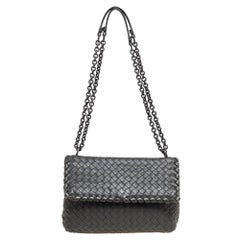 Bottega Veneta Grey Intrecciato Leather Small Olimpia Shoulder Bag