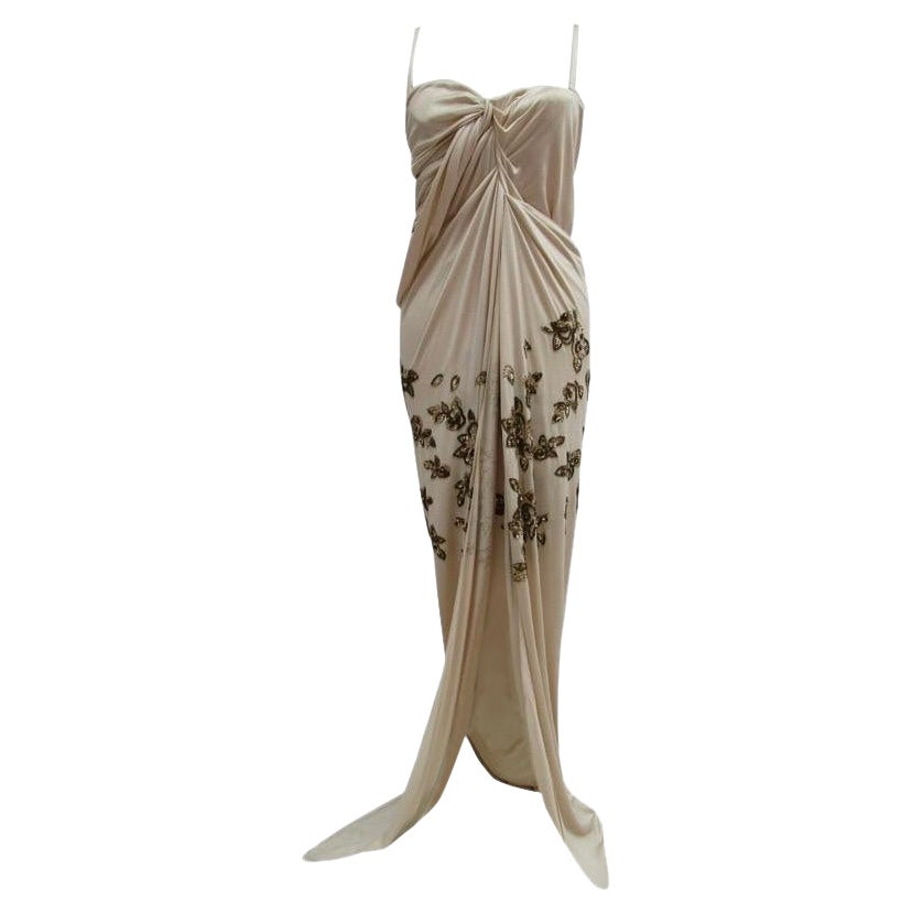 2007 John Galliano for Christian Dior Nude Gold Embellished Dress