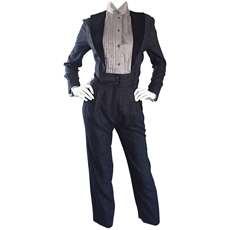vintage charcoal gray jump suits