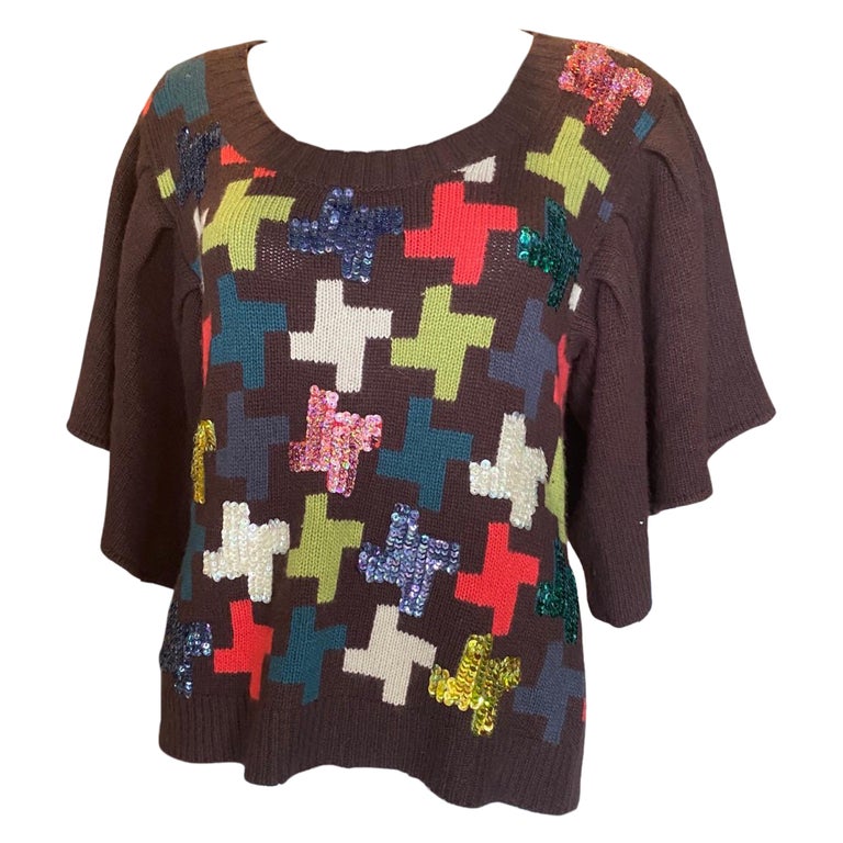 Kenzo Brown Wool/Angora/Viscose Pullover Sweater w/Sequins Size L For