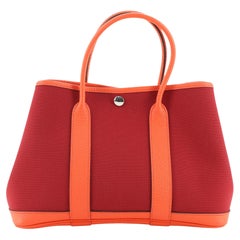 Hermes Garden Party 30cm Rose Texas/Rouge H Canvas/Leather PHW