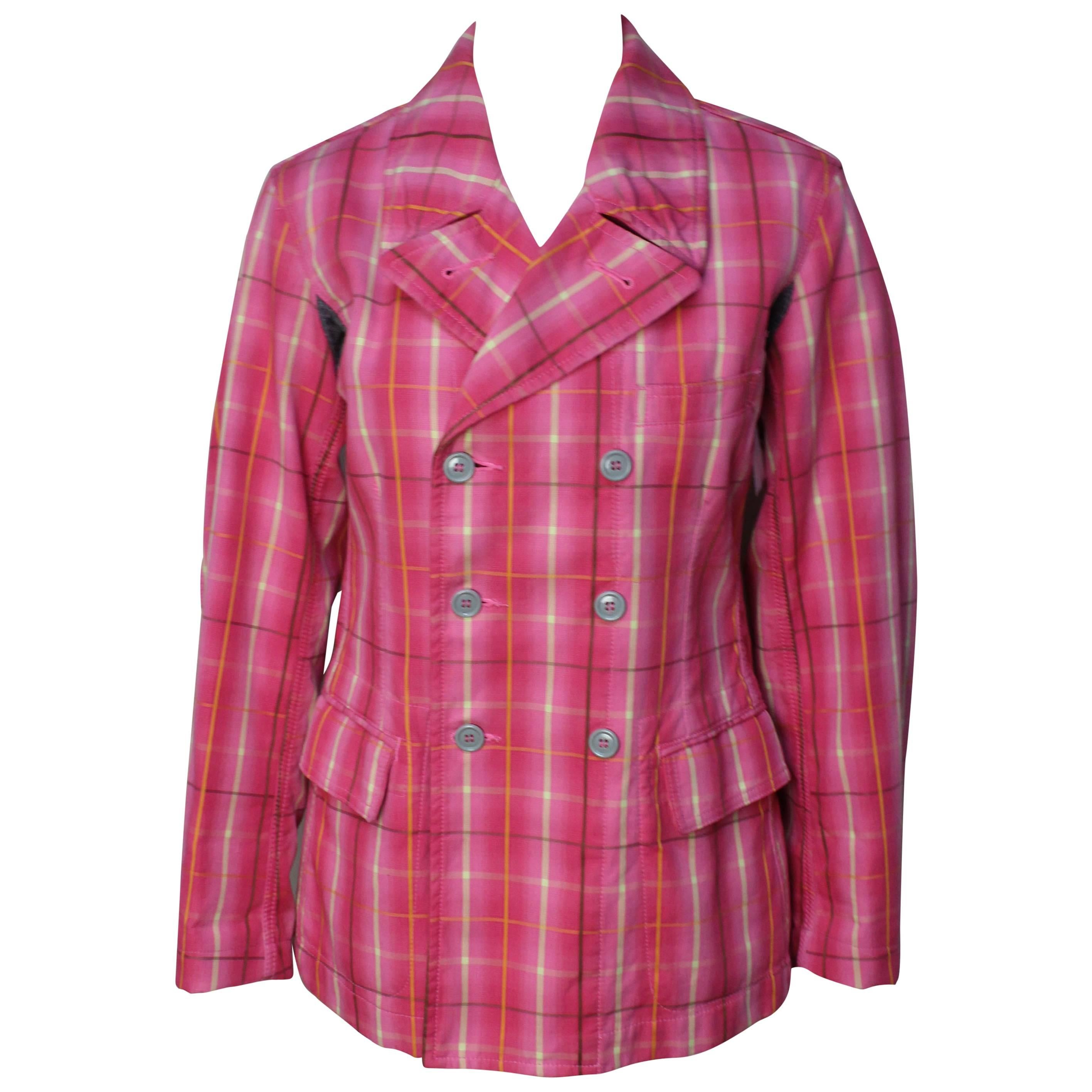 Comme Des Garcons Homme Plus Pink Plaid Jacket