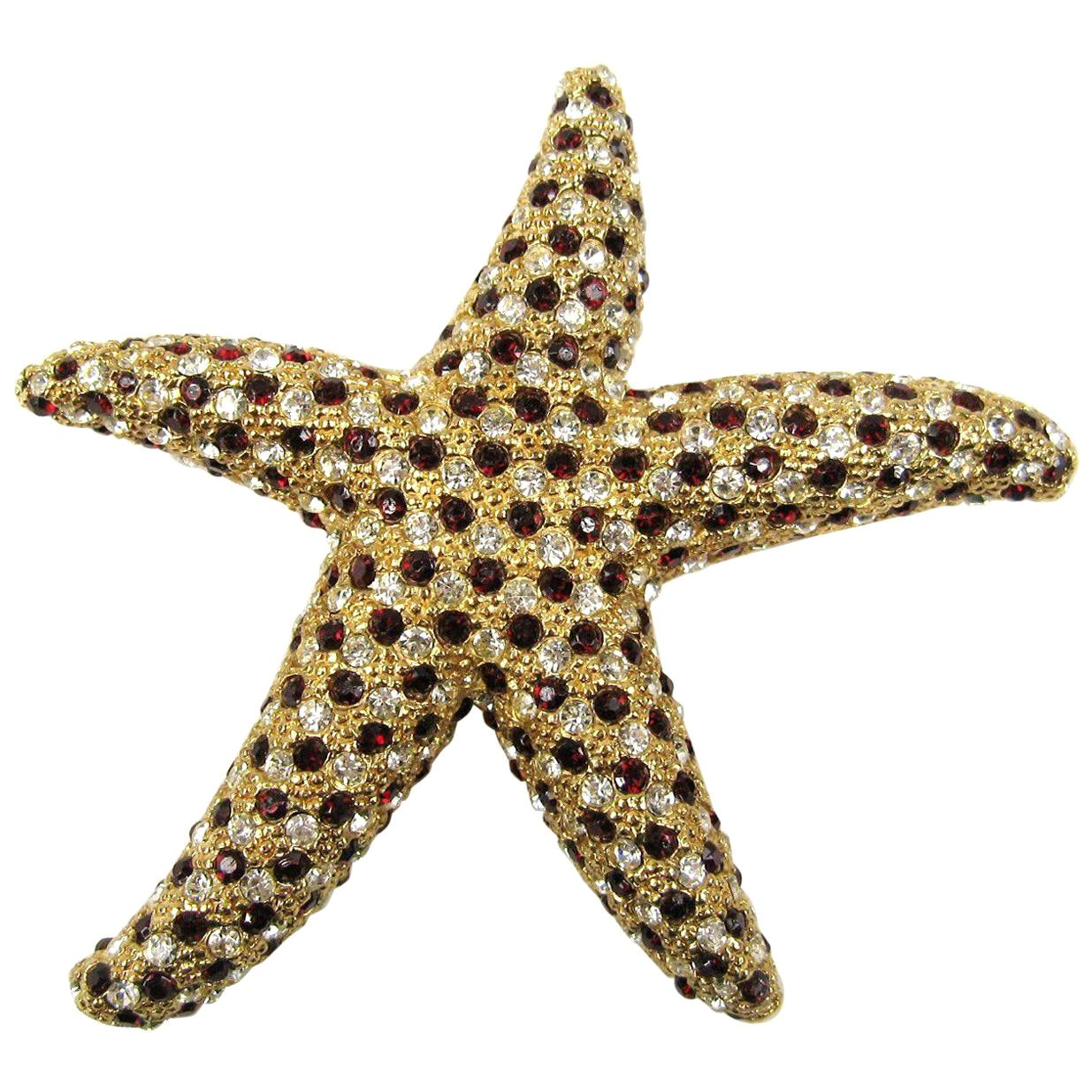 Ciner Brooch Swarovski crystal Star Fish Pin New Old Stock 1980s