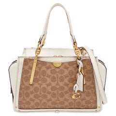 Coach Beige/Off White Signature Coated Canvas and Leather Dreamer Satchel