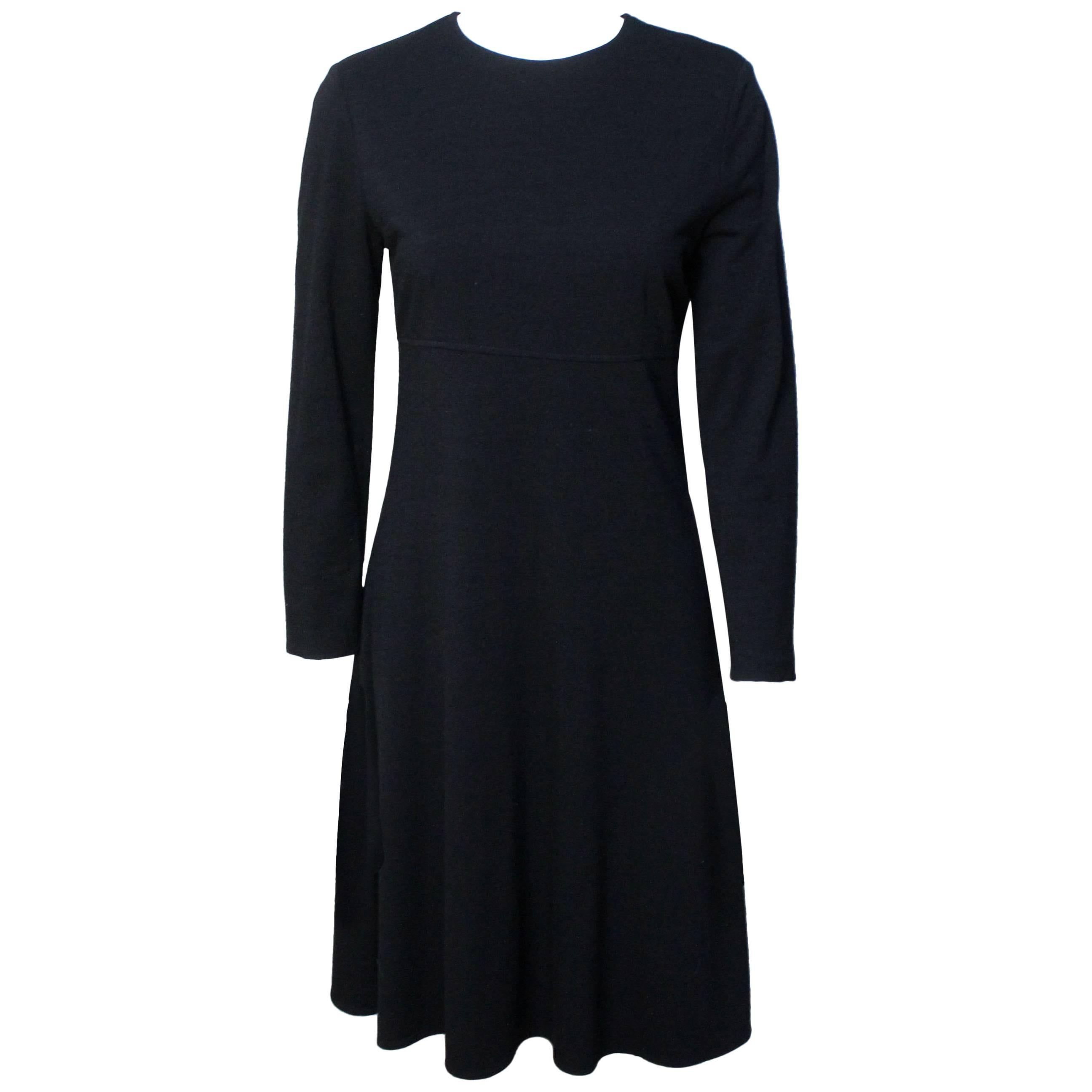 Calvin Klein Collection Black Wool Jersey Dress For Sale