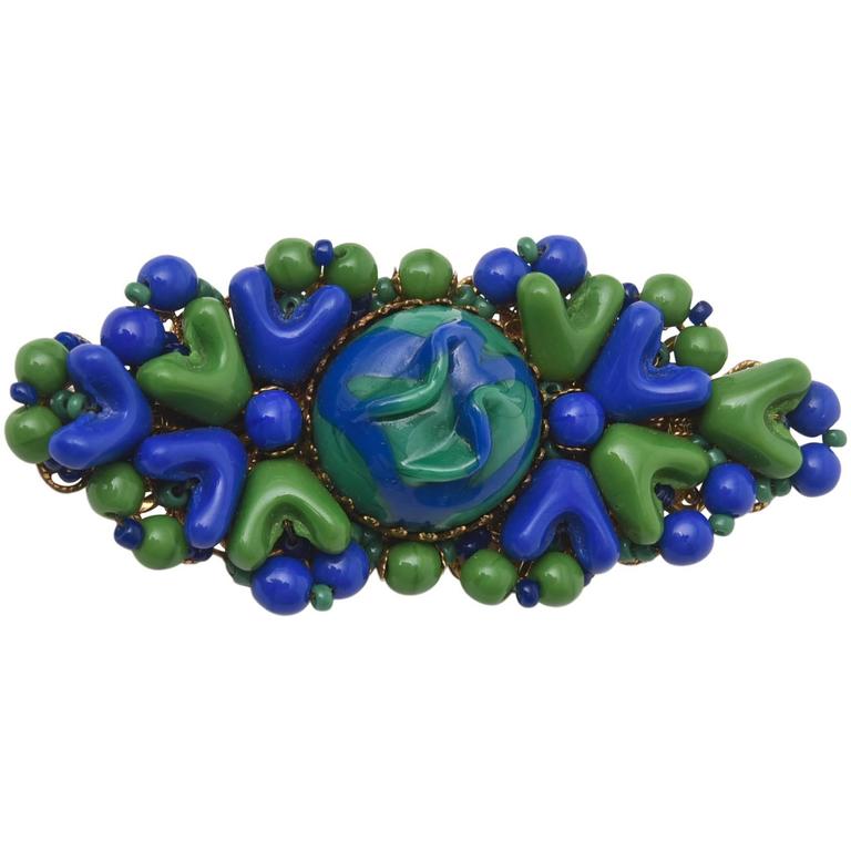Signed Vintage MIriam Haskell Resin/ Bead Brooch/ Pin For Sale at 1stdibs