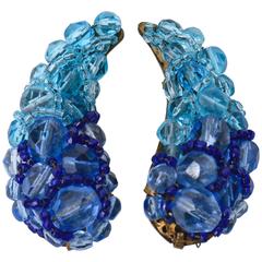 Pair of Italian Coppola E Toppo Vintage Venetian Glass Clip On Earrings