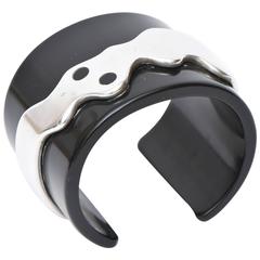 French Resin and Chrome Cuff Modernist Bracelet 10