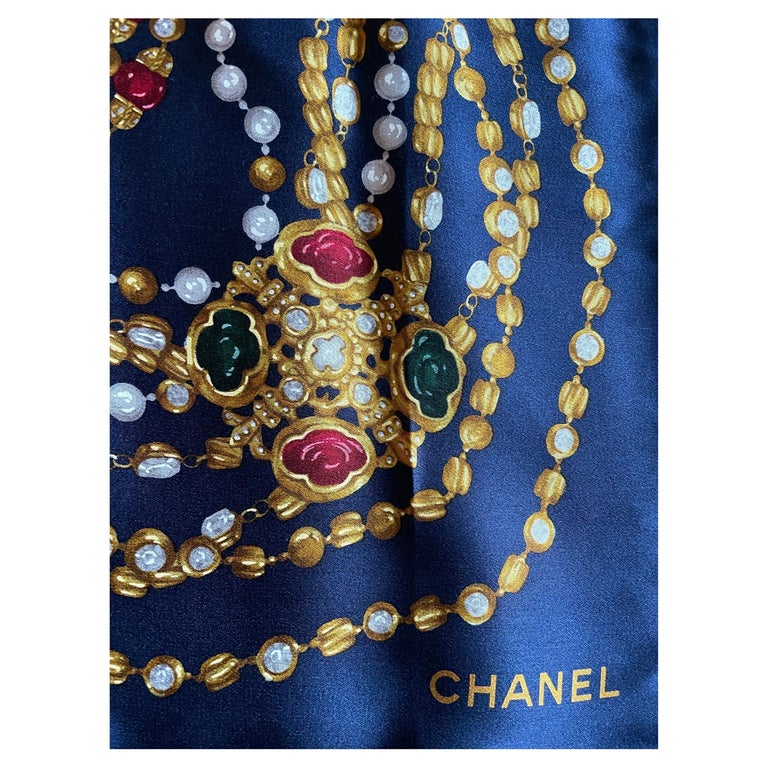 Vintage Chanel Scarf red silk 80X80 cm