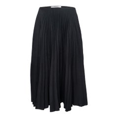 Valentino Black Satin Pleated Flared Midi Skirt S