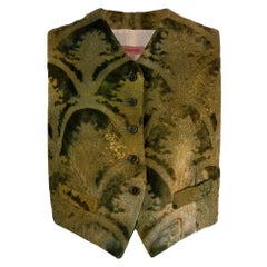 90s Romeo Gigli Vintage military green damasked vest