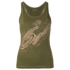 00s Romeo Gigli Vintage military green cotton logoed top