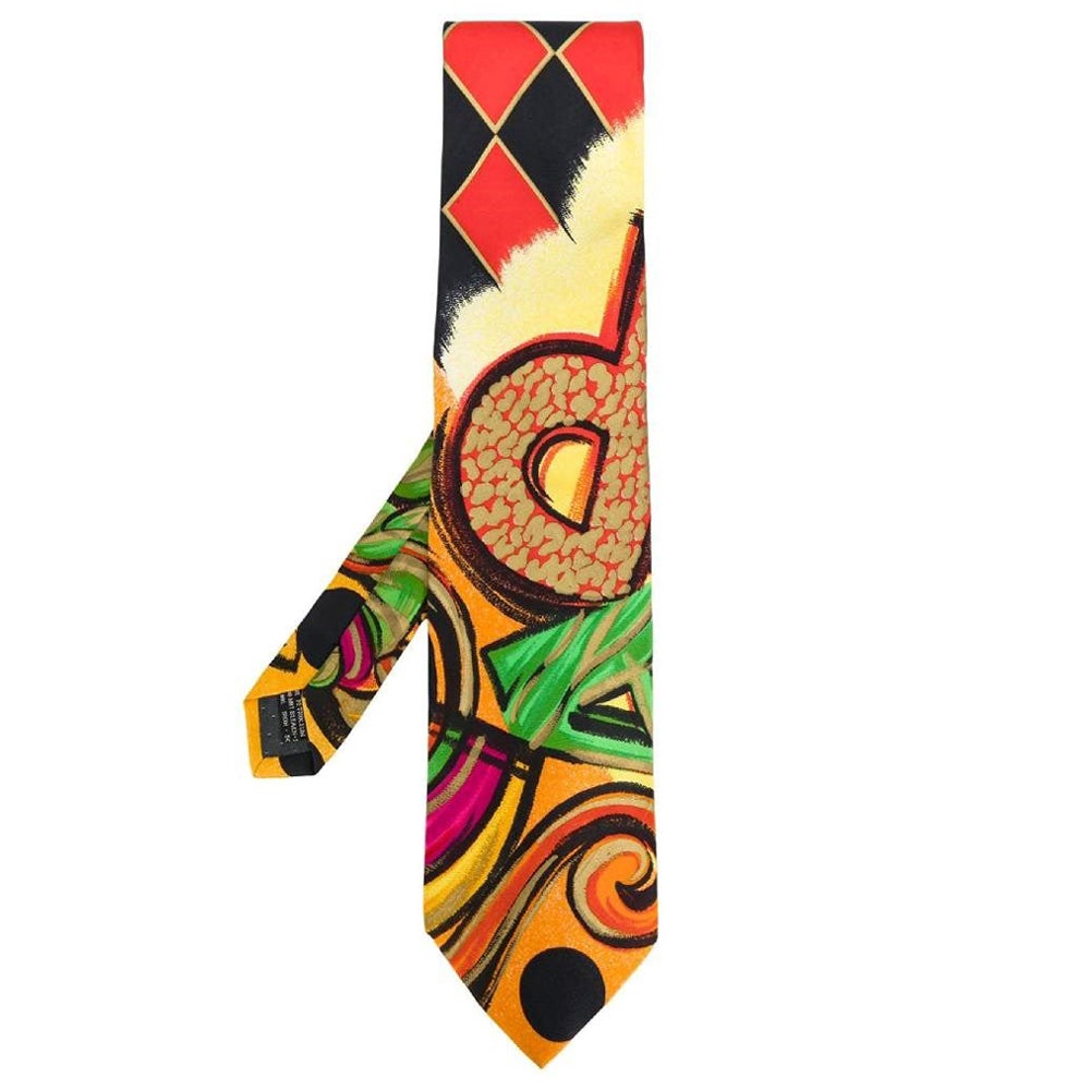 80s Gianni Versace Vintage multicolor silk tie For Sale