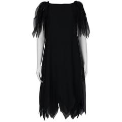 Christian Dior Couture Black Chiffon Shift Dress Spring/Summer 1980