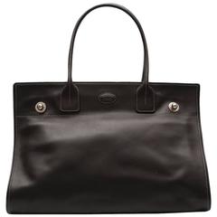 Vintage Tods Black Leather Tote Bag