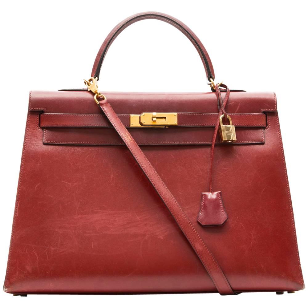 Hermes 35cm Burgundy Kelly