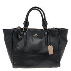 Coach Black Leather Crosby Carryall Double Zip Tote