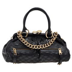 Marc Jacobs Black Quilted Leather Stam Satchel