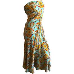Christian Dior by John Galliano Corset Lace Strapless Silk Dress