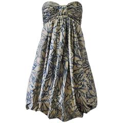 Vintage Unique Oscar de la Renta Strapless Floral Print Bubble Skirt Dress