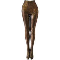 Vintage Exceptional Atelier Versace Gold Snake Spandex Leggings