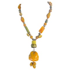Antique Lorraine’s Bijoux offers a handmade, one of a kind, necklace of Bakelite beads.