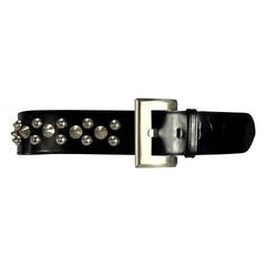 Vintage NWT 1980s Gianni Versace Black Oversized Studded Waist Belt