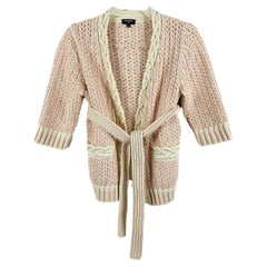 CHANEL -18P Cotton Blend Woven Knit Sweater Pastel Pink / Ecru 36 US 4