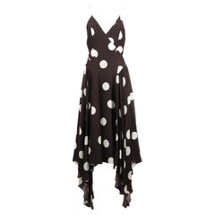 Tove Maren Asymmetric Polka Dot Silk Midi Dress FR 36 UK 8