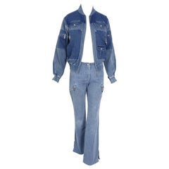 Christian Dior vintage 2004 cotton corduroy denim bleu jacket and pants set 