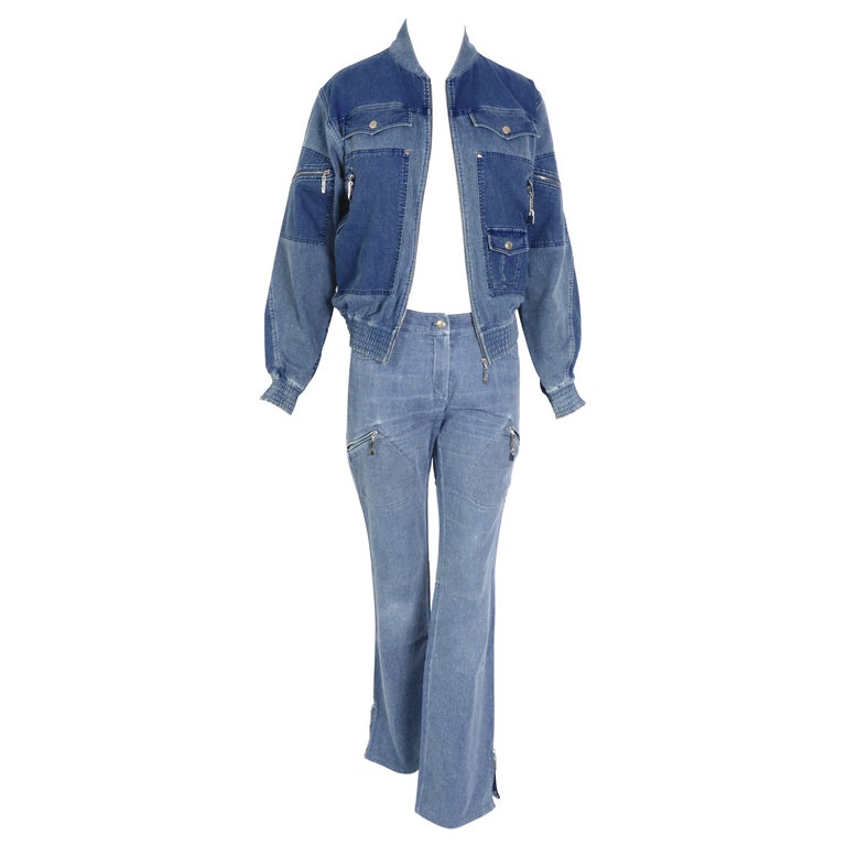 Christian Dior vintage 2004 cotton corduroy denim bleu jacket and pants set  For Sale