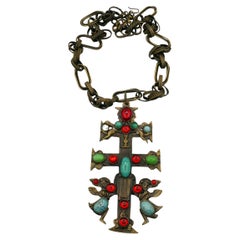 GIANFRANCO FERRE Vintage Massive Medieval Cross Pendant Necklace