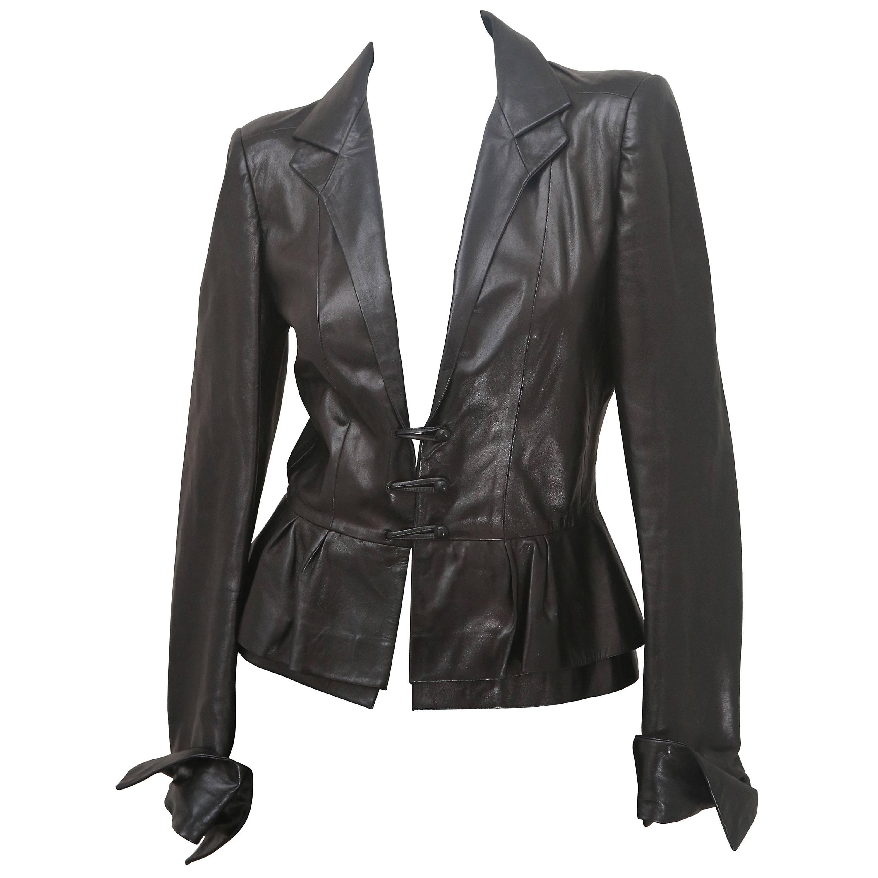 Yves Saint Laurent Leather Peplum Jacket