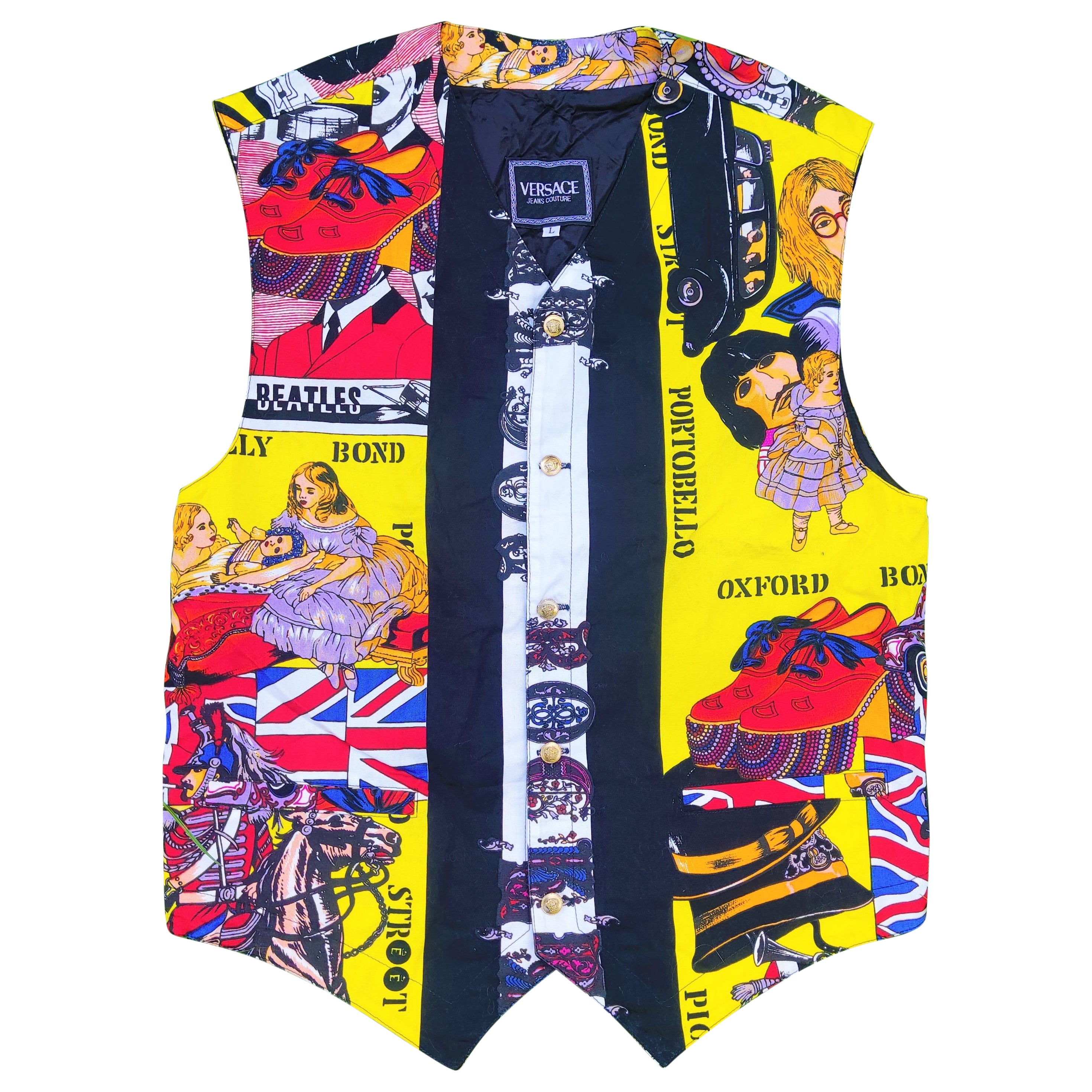 Gilet chemise vintage Gianni Versace Couture Beatles Oxford British Royalty