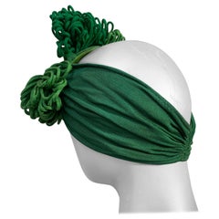 Vintage 1940 Bes-Ben Kelly Green Tilt Hat w Wide Back Band & Loopy Flourish