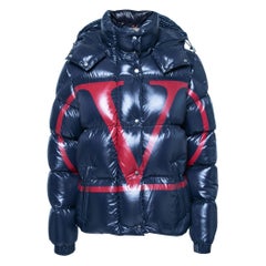 Valentino Navy Blue Synthetic VLogo Signature Padded Hooded Jacket M