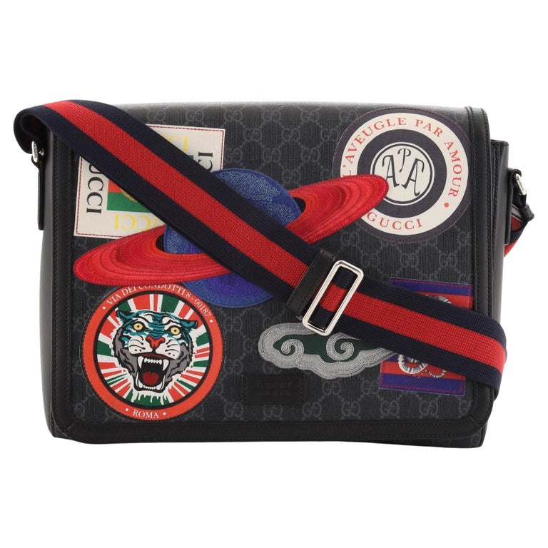Gucci Night Courrier Flap Messenger GG Coated Canvas with Applique