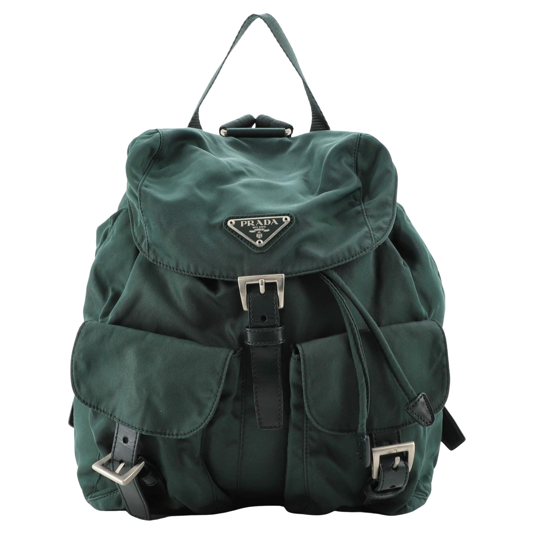 Prada Double Front Pocket Backpack Tessuto Small