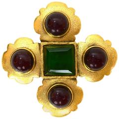 Chanel Vintage '87 Gold & Gripoix Brooch 11