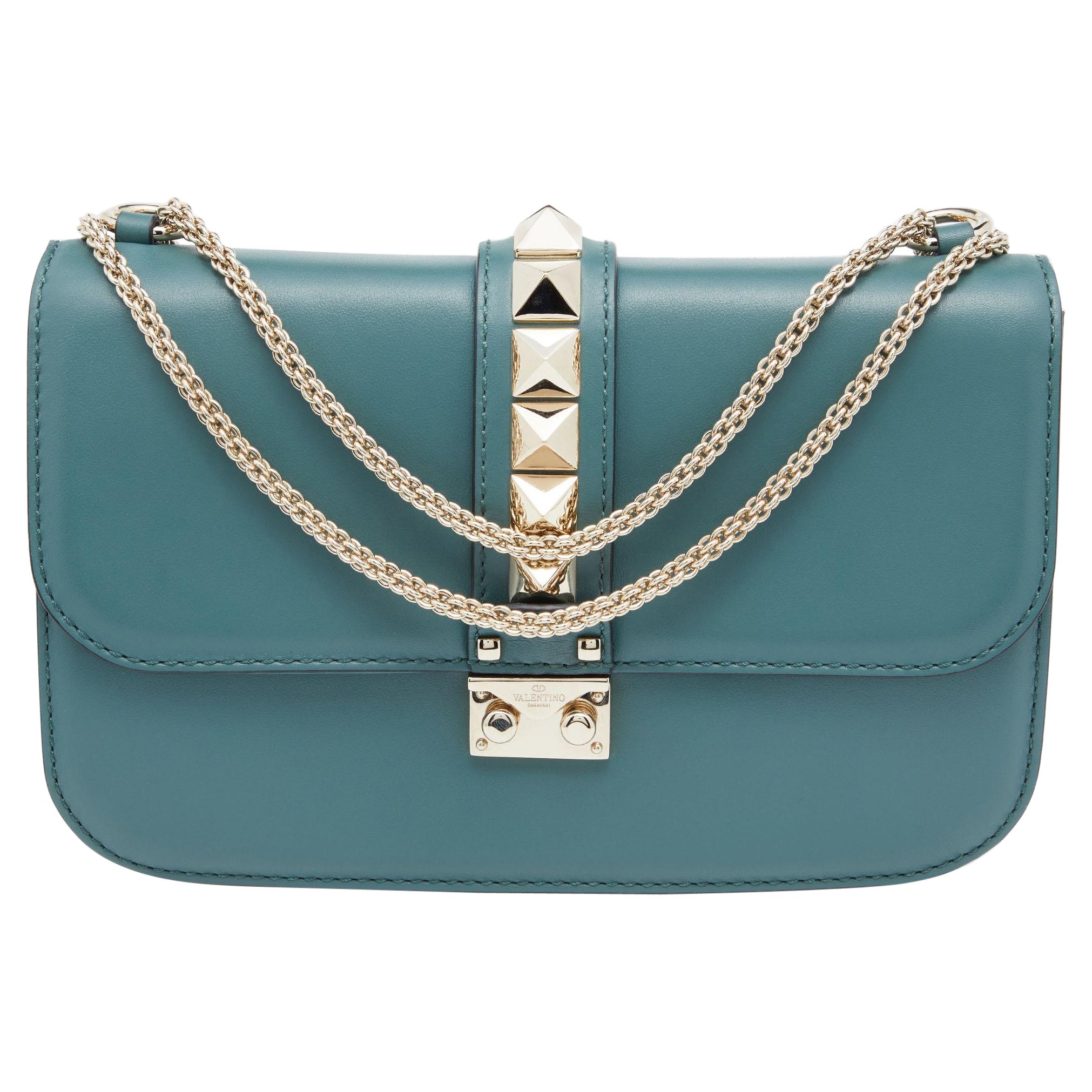 Valentino Dark Green Teal Suede Ribbon Shoulder Bag at 1stDibs calf